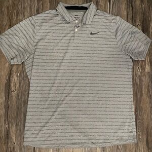 Nike Dri-FIT Striped Polo Shirt – Men’s Size XL (Gray)